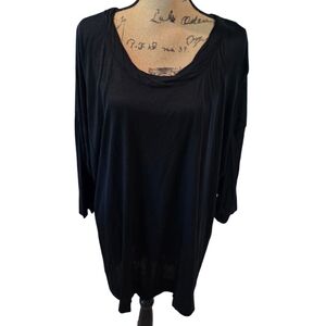 Lane Bryant Micro Modal Black Scoop Neck 3/4 Sleeve Tunic Top Plus Size 22 24 3X